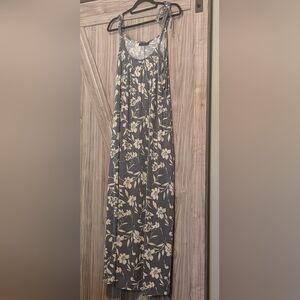 Lane Bryant Gray and Cream Floral Maxi Dress